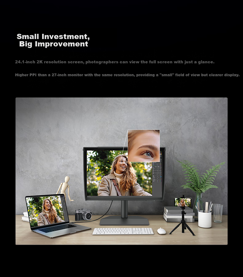 BenQ SW242Q, 24.1-Inch 2K 16:10, Type-C 90W Power Supply, Hardware Color Calibration, Professional Photography Retouching, Video Post-Production Monitor 21