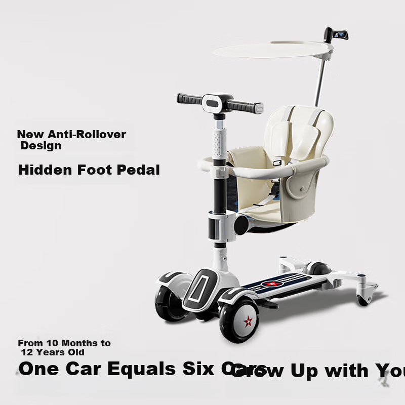 Strolex Six-In Children's Scooter for Ages 1-6, Foldable Ride-On Scooter with Music And Lights