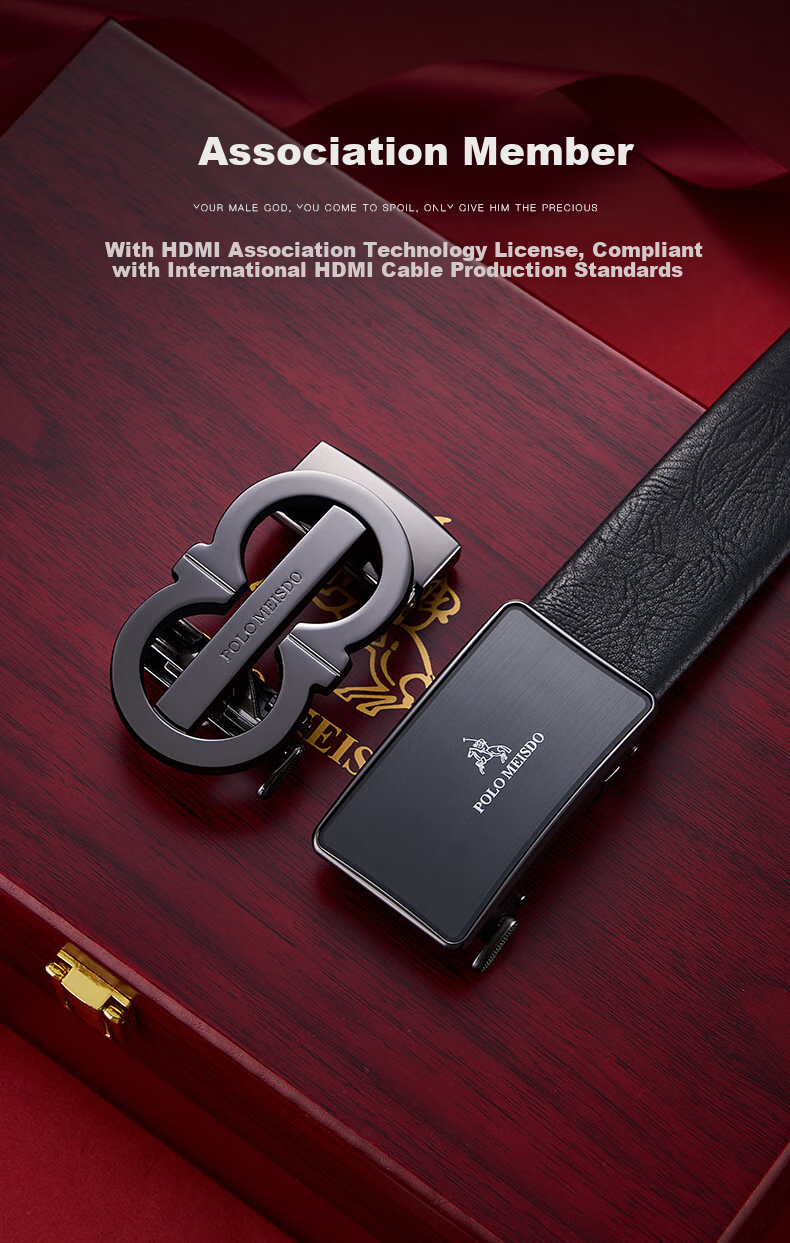 POLOMEISDO Men's Genuine Leather Belt with Automatic Buckle, Double-Buckle Gift Box, Self-Operated Birthday Present for Boyfriend, Husband, Father 5