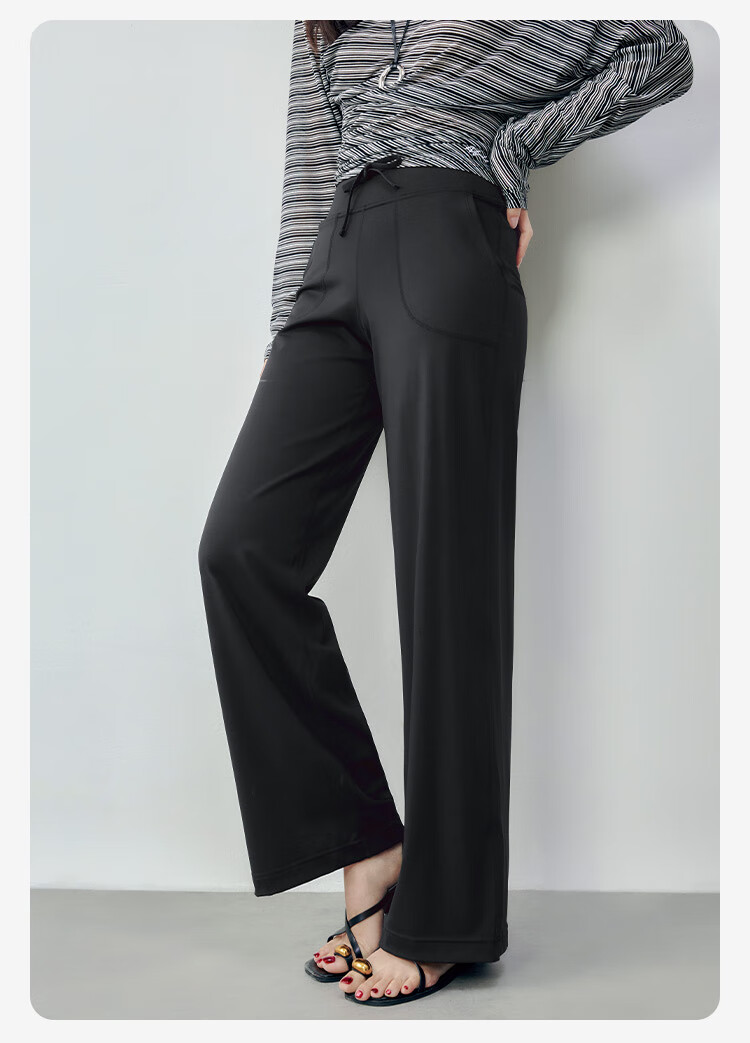 JD Jingzao Women's Casual Straight-Leg Pants 2026 New Loose Slim High-Waist High-Elasticity Pants Black M 22