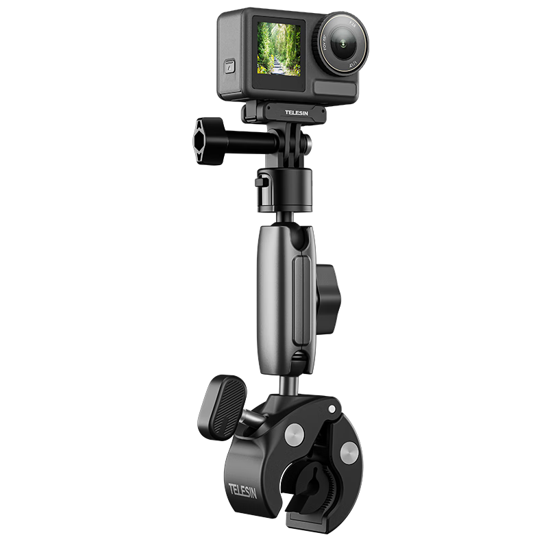 TELESIN Compatible with DJI Action 4, 5 Pro, 6 Handlebar Clamp, Osmo360 Motorcycle Mount, Ace Pro2 Bicycle Bracket, GoPro Action Camera Accessories