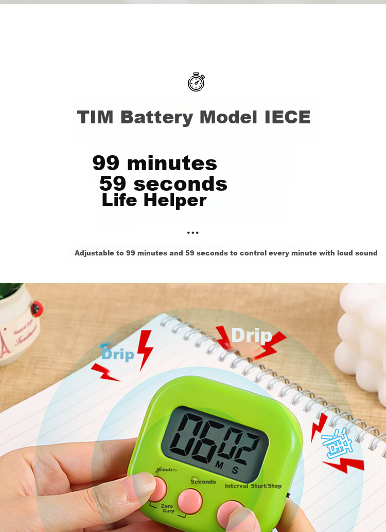 TaTanice Timer, Large Screen Kitchen Alarm Clock, Electronic Timer for Students' Homework Countdown Reminder, Elementary School Children's Timer, Grass Gree 2