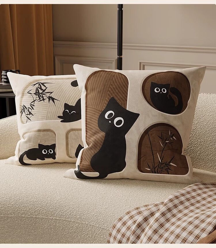 Slow Talk Cartoon Sofa Cushion Pillow with Removable Core, Washable Backrest Pad for Living Room and Bedside, Customizable 45*45cm 9