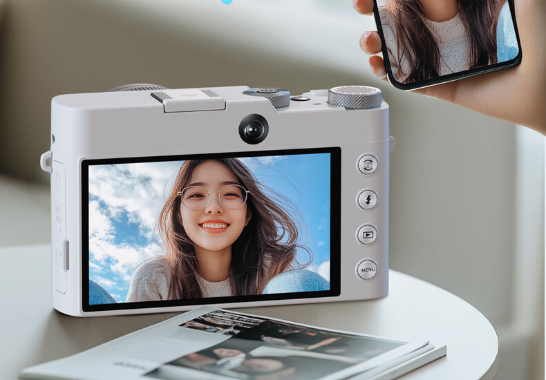 SONGDIAN Digital Camera with Dual Front And Rear Sensors, 8X Optical Zoom, F/1.8 Large Aperture, High-Definition Mirrorless Vlog Camera, DC209x Official Standard Configuration, 256GB Memory, White 20