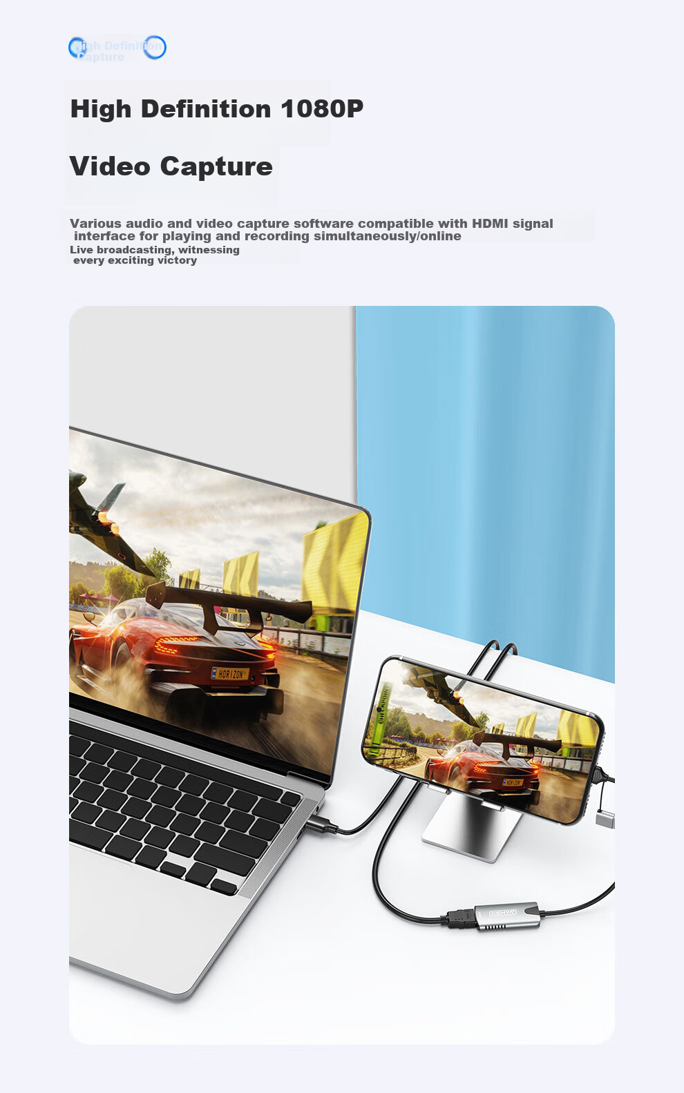 Keya HDMI Video Capture Card, 4K HD Input for Switch/NS/PS5/4, Game Phones, Cameras, Live Streaming And Recording, Computer USB/Type-C Dual Output Capture Device 4