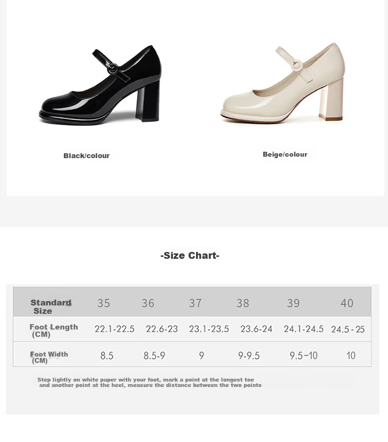 DAPHNE French Chunky Heel Mary Jane Women's Shoes, Square Toe Elegant High Heels, Ankle Strap Pumps 4623101161 Black 35 5