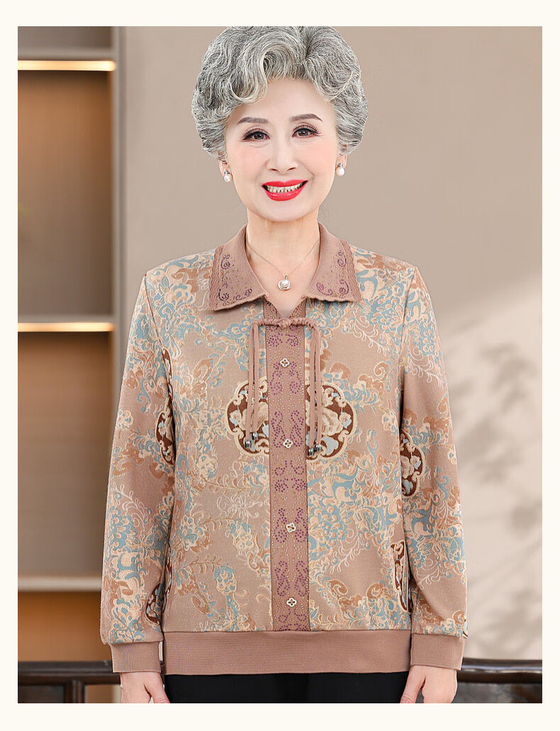 Fengxiao Middle-aged and Elderly 2025 New Shirt Elegant and Noble Spring Top for Grandma and Mom 8