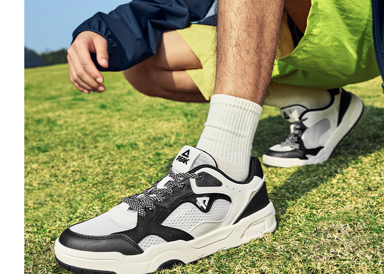 PEAK Taiji White Sneakers for Men, Summer Wear-Resistant Height-Increasing Mesh Shoes, Soft-Soled Running Sports Casual Shoes DB520117 23