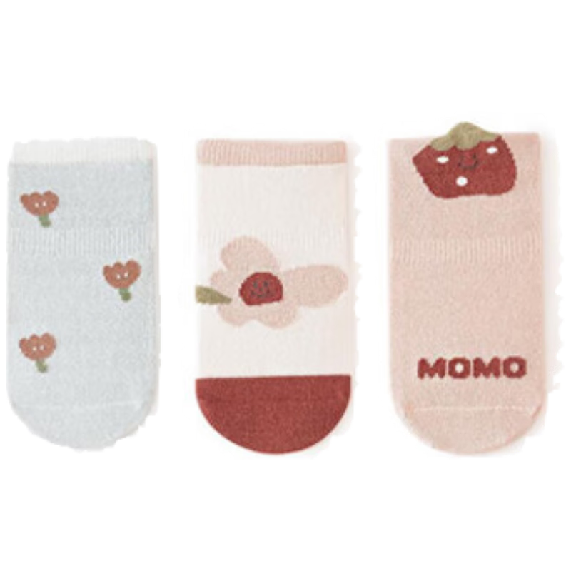Aibaoshi Baby Socks for Spring And Autumn, Toddler Walking Floor Socks, Non-Slip Insulated Foot Covers, Children's Early Education Socks, Size S, 3 Pairs Pack, S725
