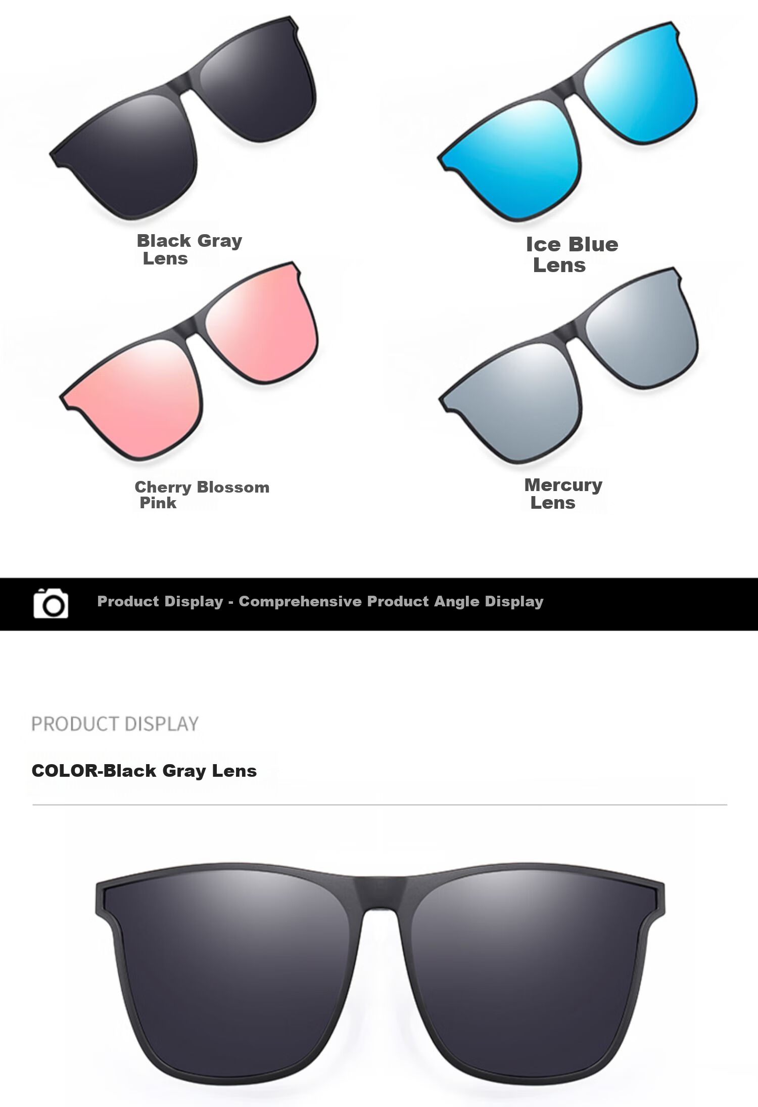 GOGOSOON Myopia Glasses And Sunglasses Clip-On, Ultra-Light Invisible Clip-On Polarized Glasses for Men And Women, Specially Designed for Driving, Men's GM Sunglasses 21
