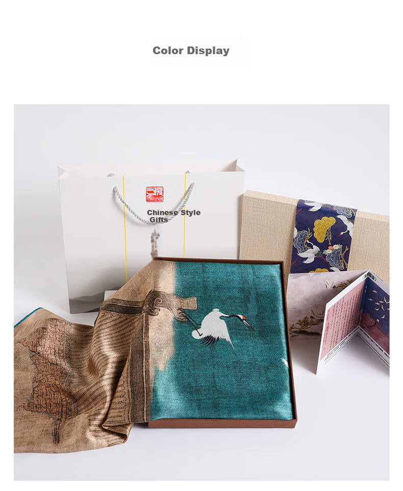 Hangsilu Silk Scarf for Women, Chinese Style Square Scarf, Mulberry Silk Shawl, High-End Birthday Gift, Mid-Autumn Festival Present for Mom And Elders 7