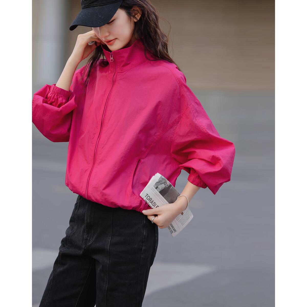 Dme Neon Sweetheart Spring Dopamine Solid Color Zipper Casual Comfortable Loose Fit Short Women's Jacket