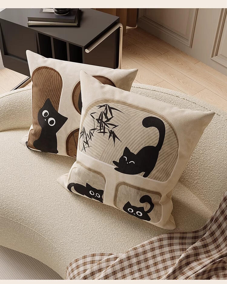 Slow Talk Cartoon Sofa Cushion Pillow with Removable Core, Washable Backrest Pad for Living Room and Bedside, Customizable 45*45cm 16