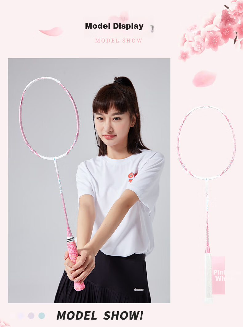 KAWASAKI Badminton Racket, Peppa Pig Design, for Children And Teenagers, Double Rackets, Carbon Fiber Mid-Shaft, Student Pair Rackets, Orange And Green (Pre-Strung) 6
