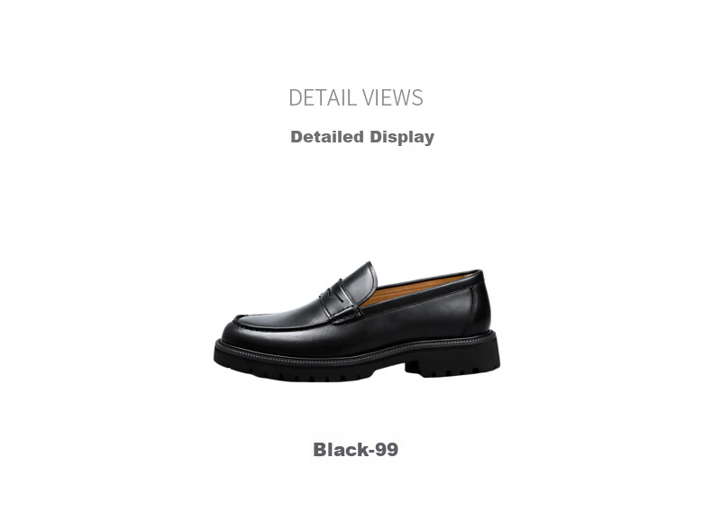 Goldlion Men's Slip-On Leather Shoes with Top-Grain Leather And Height-Increasing Soles, Business Casual Wedding Shoes, Thick-Soled Loafers for Me 8