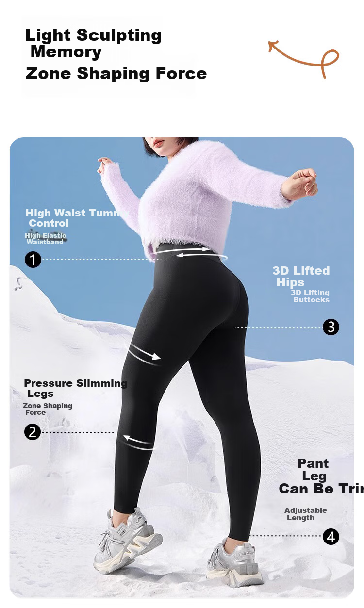 LangSha Plus Size Leggings for Women, Autumn And Winter, Highly Elastic, for Outdoor Wear, Fleece-Lined And Thickened, Suitable for Plus-Size Women up to 200 Jin (100 Kg), Plus Size Pantyhose 4