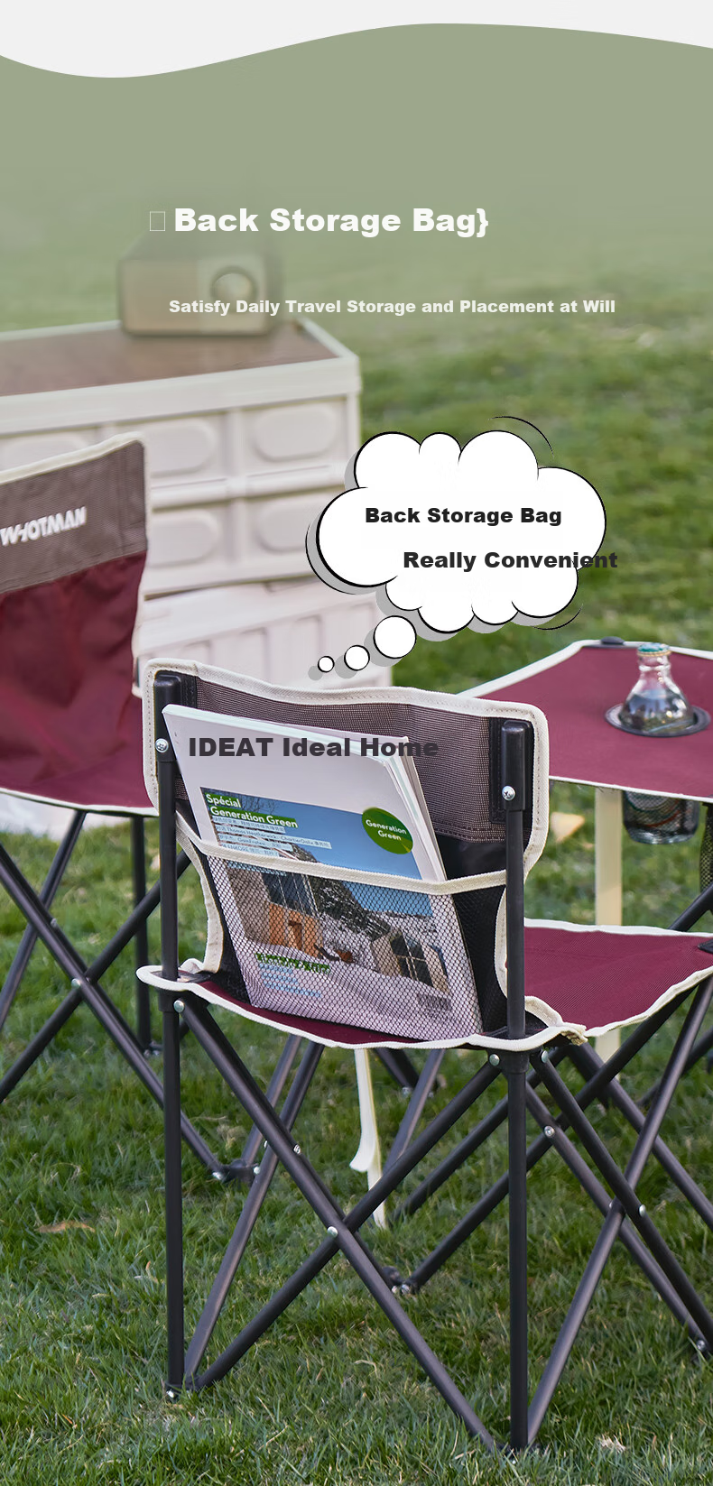 Woteman (WHOTMAN) Outdoor Folding Chair, Portable Table And Chair Set for Fishing And Sketching, High-Speed Rail And Train Stool 7