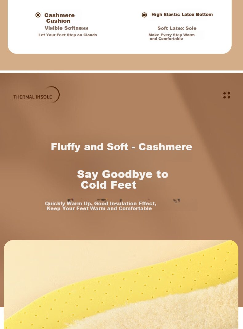 FOOTOPPO Latex Wool Insoles for Women, Winter Cold-Proof Warm Fleece-Lined Insoles for Men, Thick Soft-Soled Fleece Linings for Winter 5