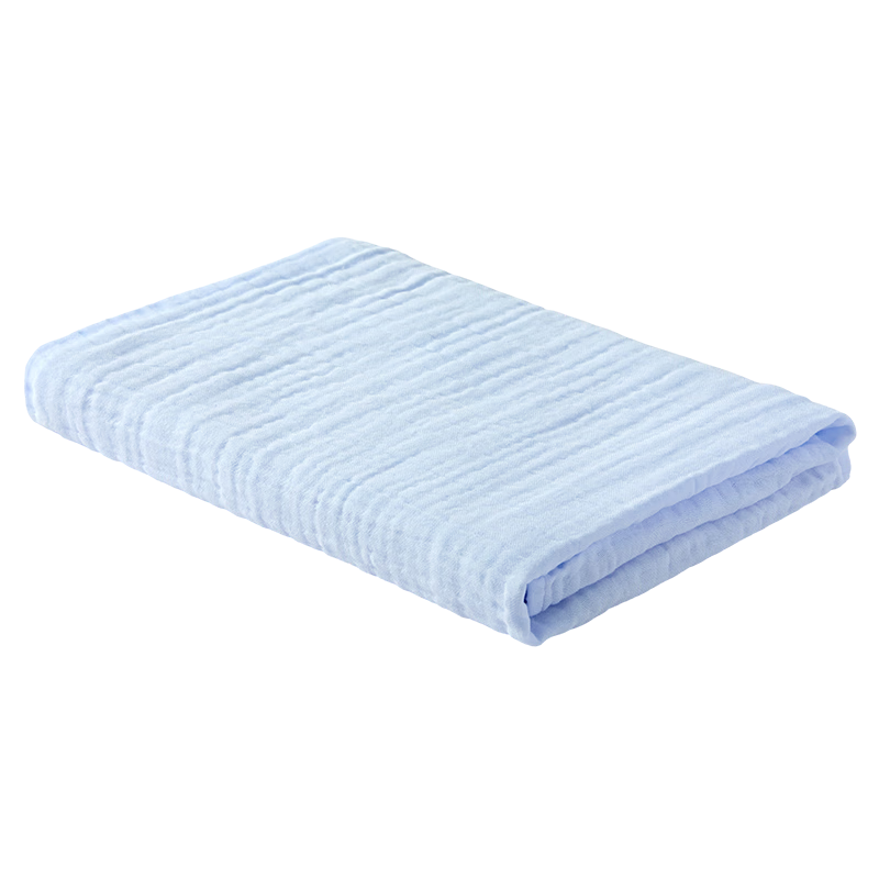 PurCotton Cotton Towel Pure Cotton Quick Absorption Four-Layer Integrated Antibacterial Mite-Resistant Washed Gauze Towel Marshmallow Blue 80×140cm
