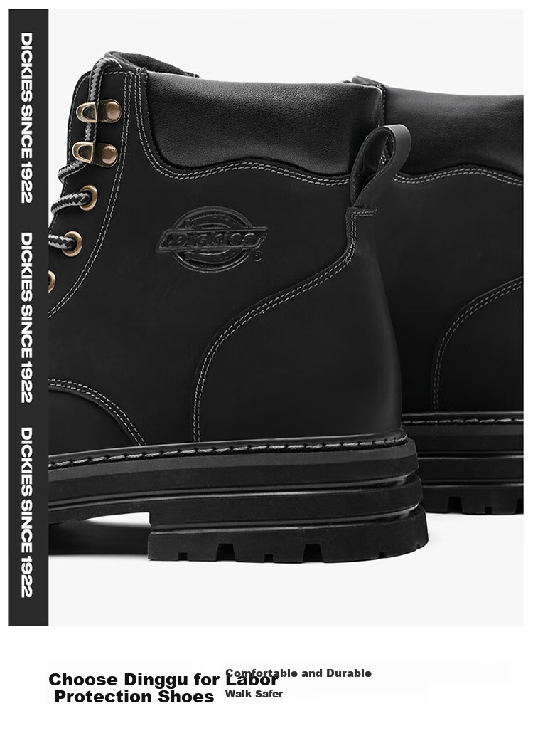 Dickies Men's High-Top Martin Boots, Fashionable Versatile Comfortable Breathable Work Boots, Black, Size 40 4