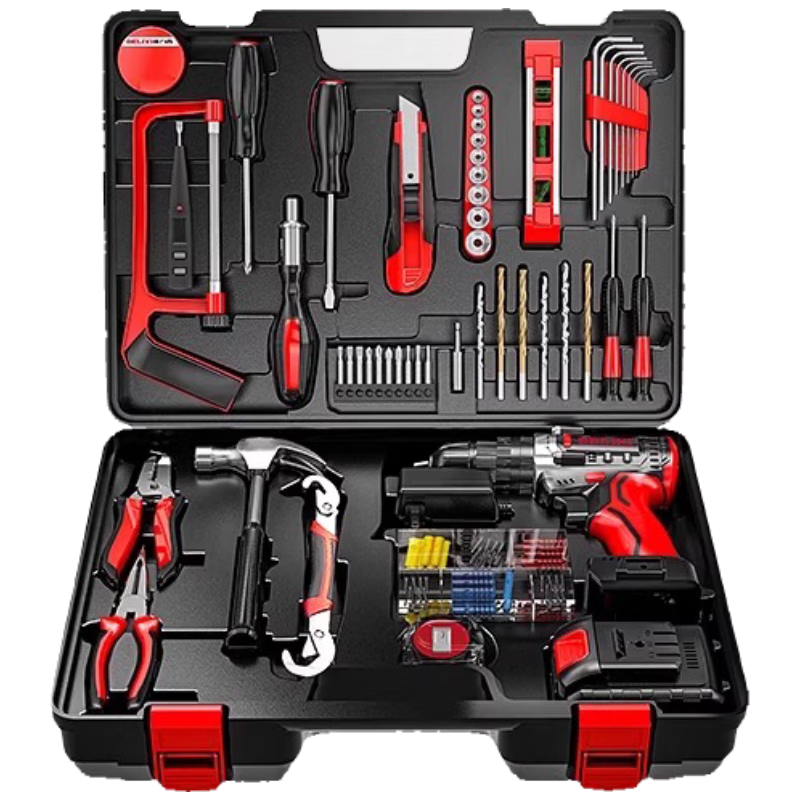 DELIXI ELECTRIC Household Lithium Electric Drill Tool Set Multi-Functional Toolbox for Electricians and Woodworkers Maintenance