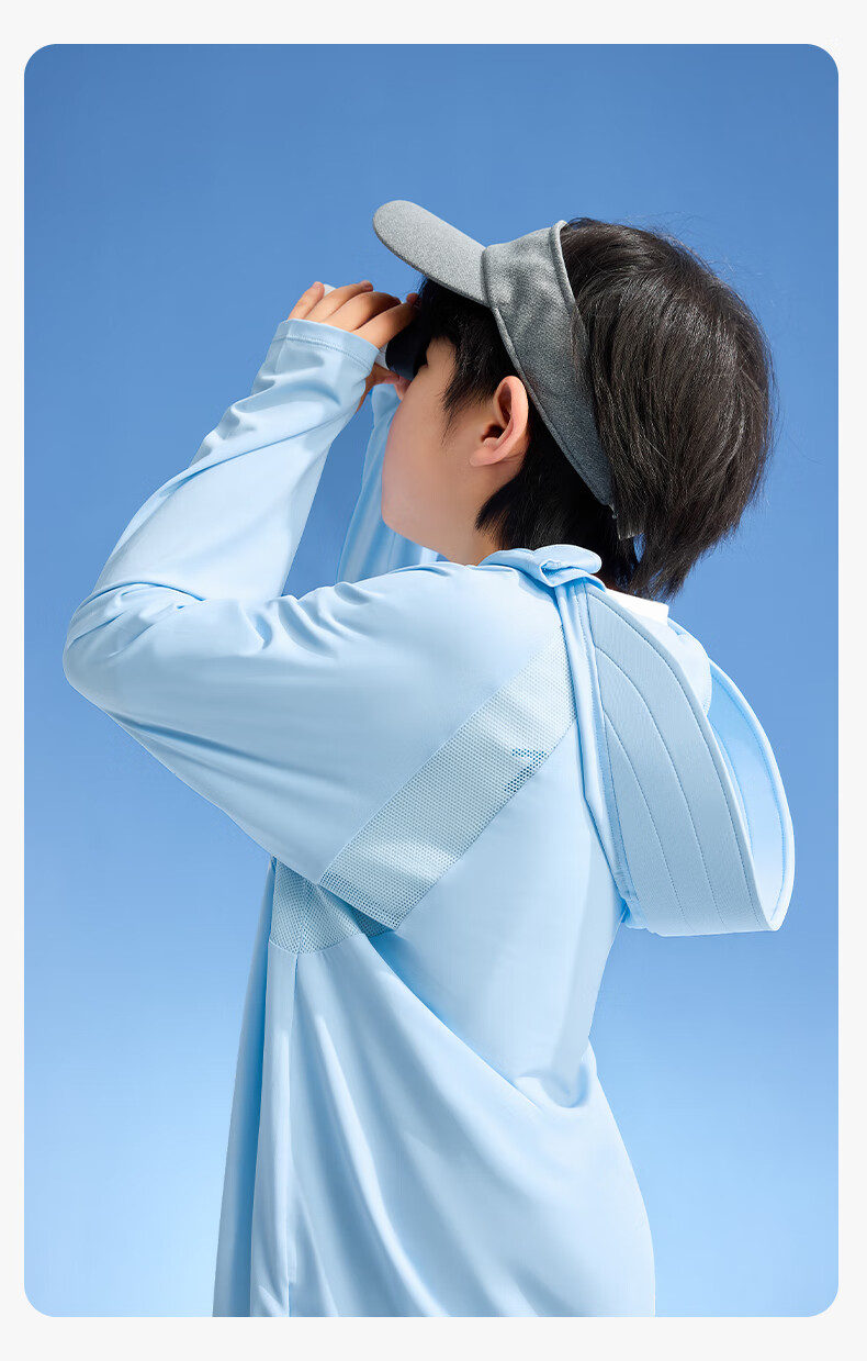 Zoxi Kids Sunscreen Jacket Boys Lightweight Quick-Dry Summer 2026 New Boys Cooling Skin Jacket Blue 120 25