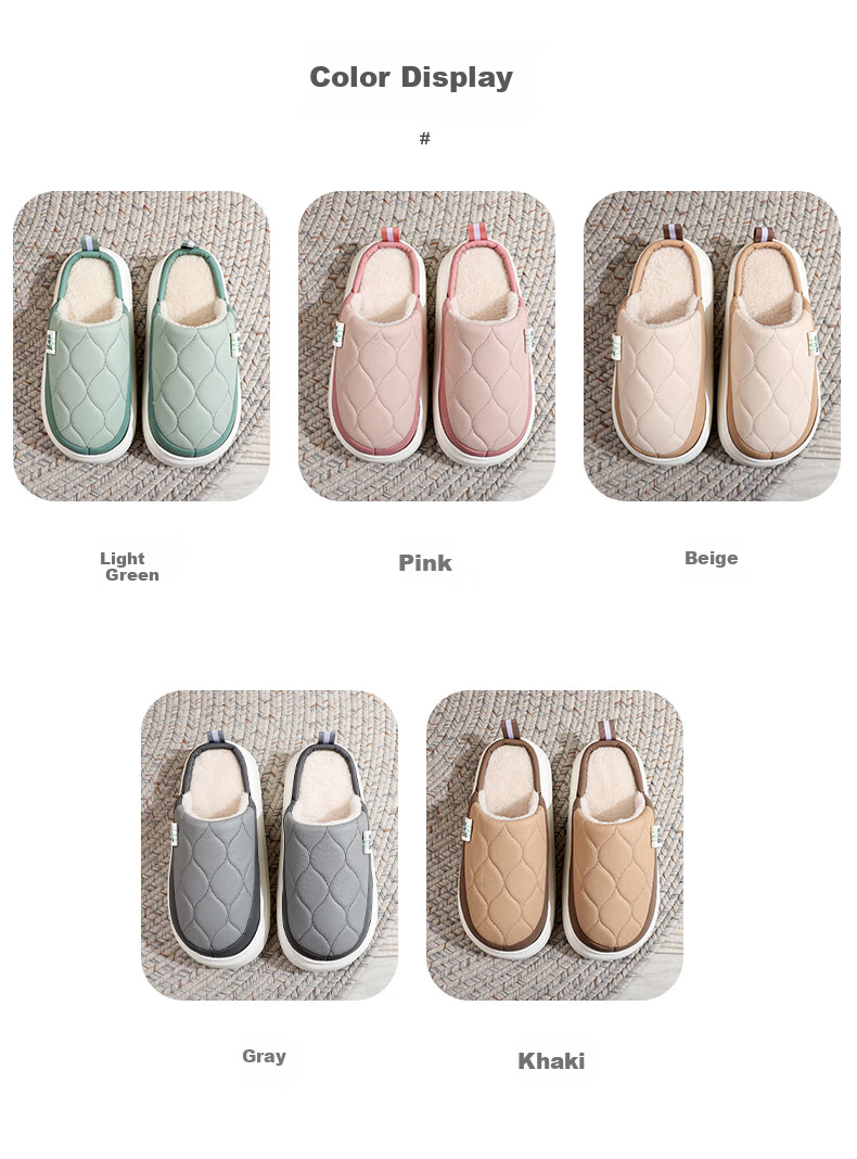 GUOLUOFEI Spring And Autumn Slippers for Men, Waterproof Indoor Cotton Slippers for Women, Thick-Soled Non-Slip Cotton Slippers, Khaki, Size 44/45 9