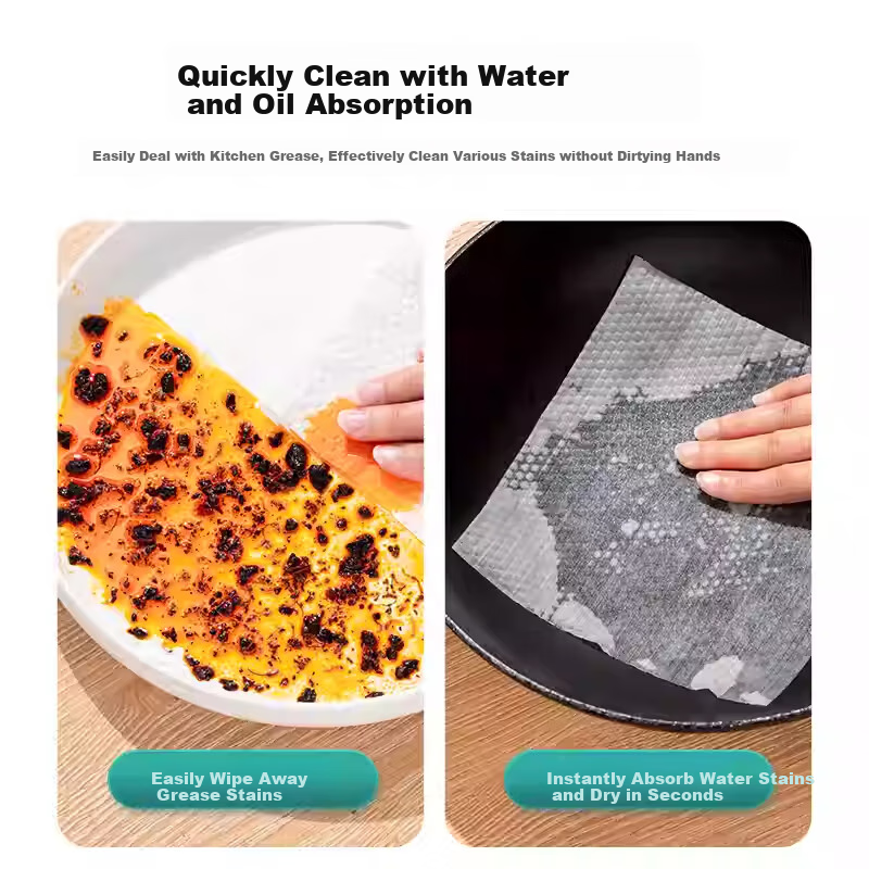 CHUSHE Lazy Cleaning Cloth, 20*20cm, 2 Packs, Disposable Pull-Out Kitchen Paper Towels, Hanging Dishwashing Cloth, Lint-Free