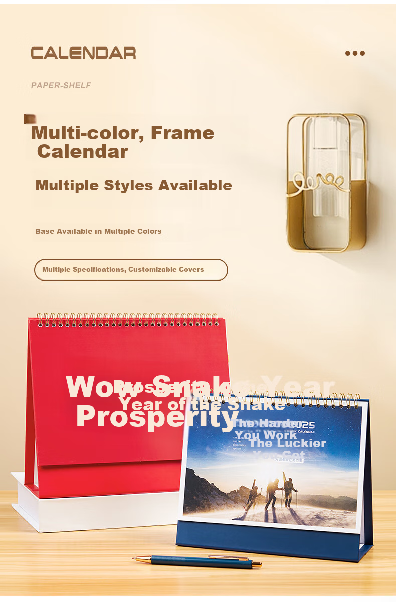Weimei 2026 Chinese Style Desktop Calendar Large Grid Planner Notebook Custom Logo Printing Personalized National Trend Monthly Calendar Advertising Gold Stamping 4