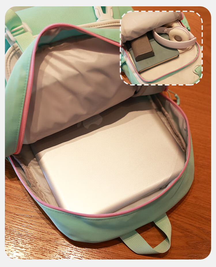 SNOOPY Painful Bag Ins Middle School High School Student Backpack for Girls, Cute Versatile Large Capacity Shoulder Bag Backpack Blue 8