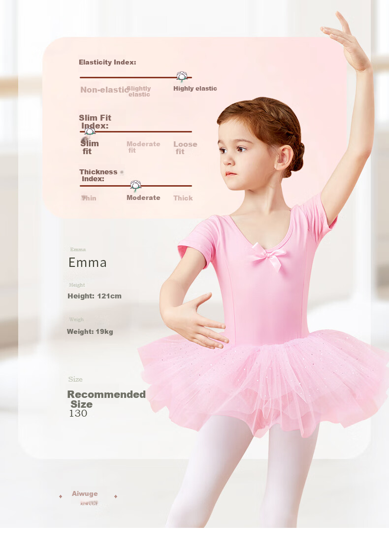Aiwuge Children's Dance Dress, Girls' Spring And Autumn Long-Sleeve Pink Princess Tulle Skirt One-Piece Practice Costume, Size 170 3