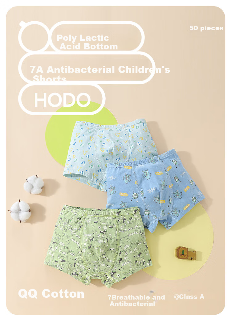 Hodo Children's Underwear for Boys And Girls, 7A Antibacterial Boxer Briefs, Youth Shorts, Polylactic Acid N050-6 165 1