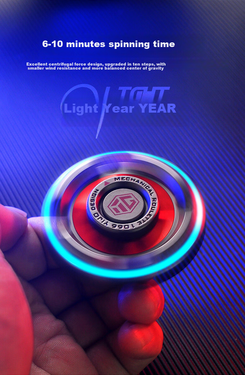 Yueqiuhaian Luminous Finger Spinner, Metal Glow-In Model, Long-Lasting Silent EDC Stress Relief Toy, Gift for Boys 5