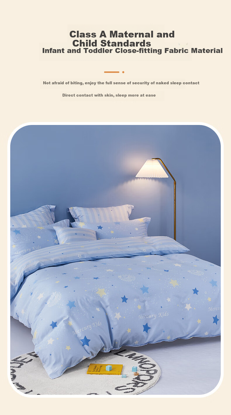 MERCURY Kids Cotton Duvet Cover, 100% Pure Cotton Class A Quilted Bedding, Antibacterial Single Piece Bedding for Double Bed, 220x240cm 3