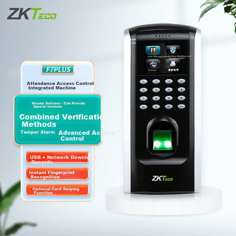 ZKTECO Technology F7PLUS All-In Fingerprint Attendance And Access Control System, Fingerprint Door Access Control System Host