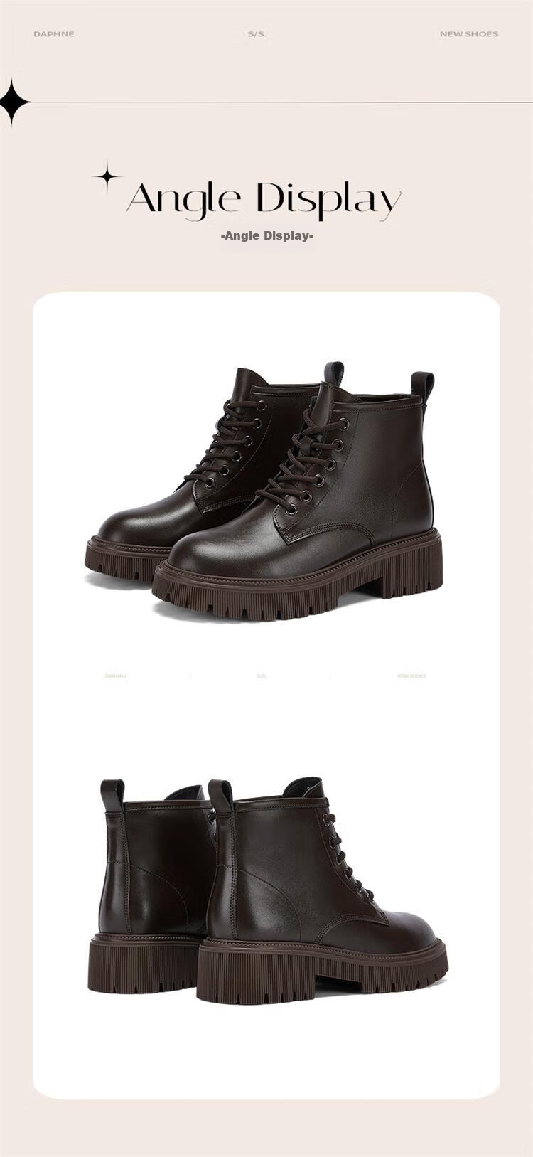 Daphne Brown Martin Boots Women 2023 Autumn Winter Short Boots British Style Ankle Boots Black Size 36 9