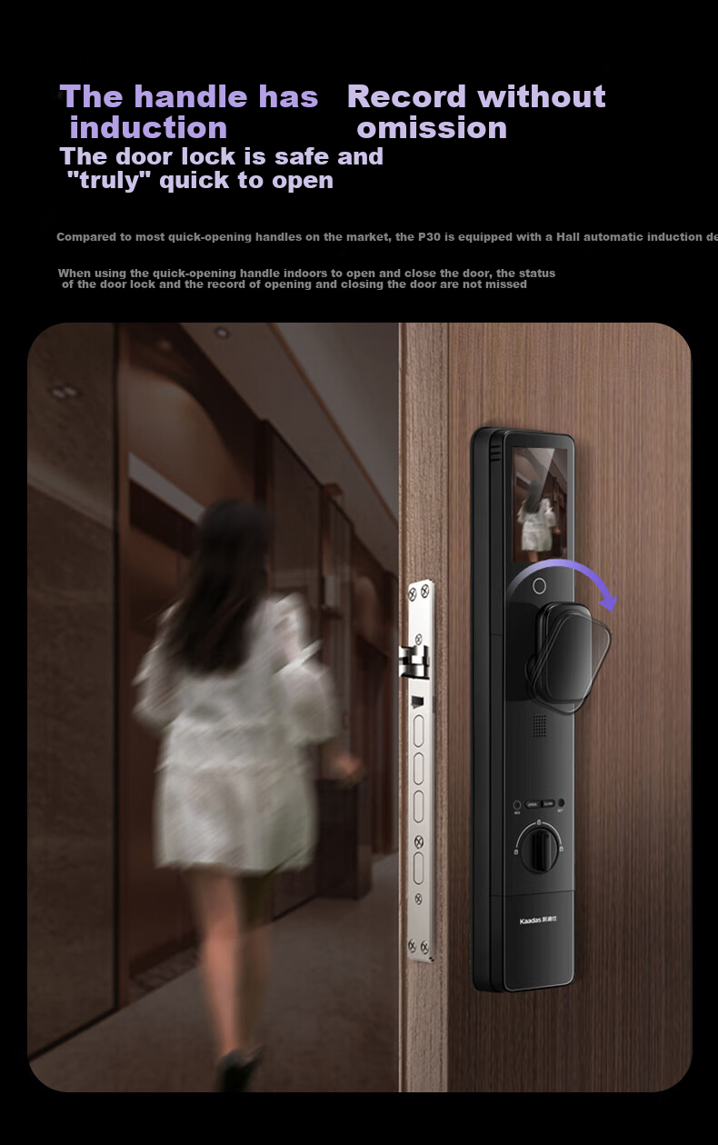 KAADAS Smart Door Lock, Dual-Camera Facial Recognition with Visual Peephole And Large Screen Fingerprint Lock, P30 Pro Max Dual-Camera AI Versio 8