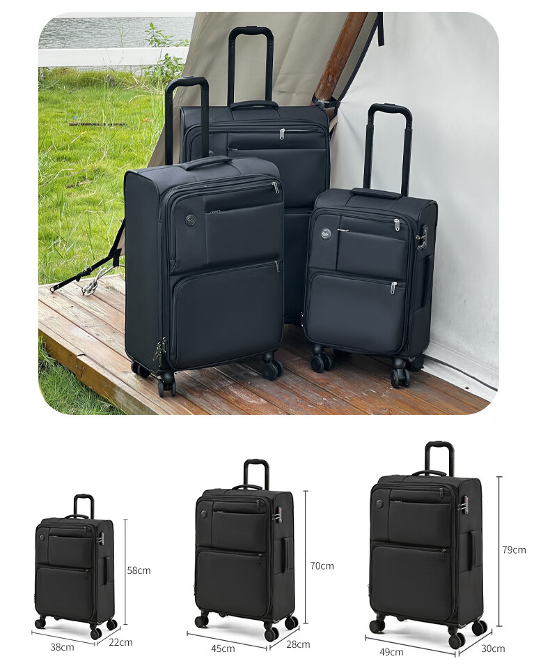 Goby Luggage, Ultra-Light Soft Oxford Fabric Suitcase, Multi-Pocket Case, 3001C Starry Black, 28-Inch Check-In Suitcase 5