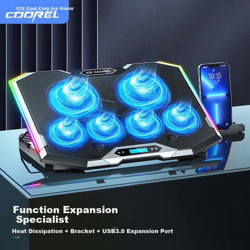 ICE COOREL K9 Pro Laptop Cooling Pad, Computer Desk Riser Stand, Gaming Laptop Cooling Base with USB 3.0 Port And RGB Lighting, Suitable for Lenovo Legio