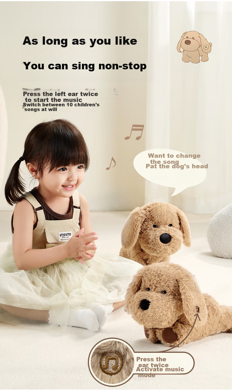 Auby Children's Plush Toy Dog, Musical Interactive Electronic Haki Pet Comforting Doll, Kekabu Birthday Gift 6