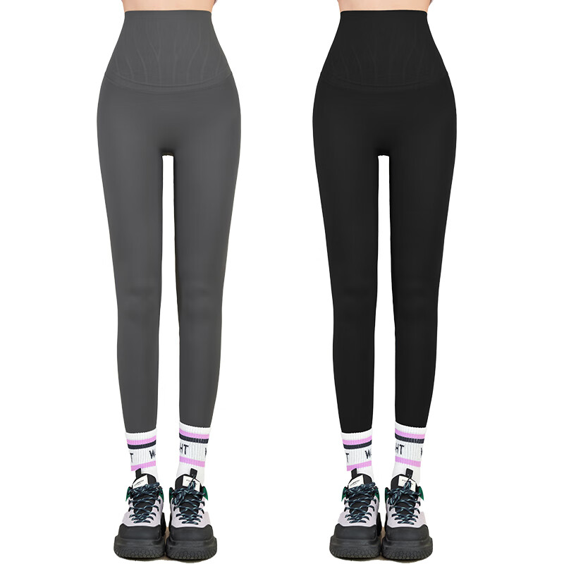 JOAE Jelly Waist Sharkskin Pants High Elasticity Tummy Control Hip Lift Breathable Cooling Yoga Pilates Sports Long Pants Light Gray L