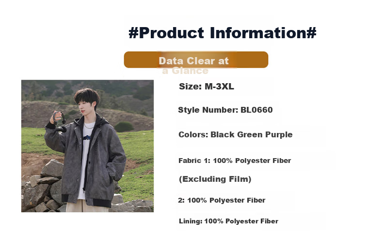 POUM Faux Two-Piece Hooded Jacket for Men, Spring And Autumn Style, Trendy Cool Casual Jacket BL0660 Black M 18