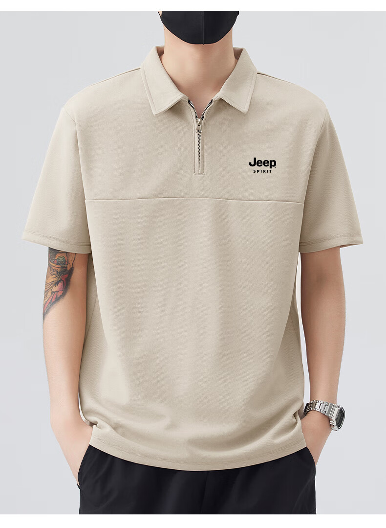 JEEP SPIRIT Men's Sports T-Shirt, Summer Ice-Cool Short-Sleeve POLO Shirt, Loose Casual Quick-Dry Men's Top, White, L 13