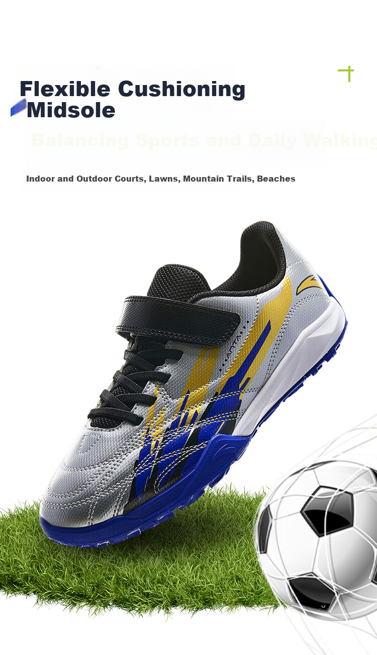 ANTA Children's Sports Shoes for Boys, Autumn Season, Velcro, Molded Studs, Practical Non-Slip Soccer Cleats A12529940J 7
