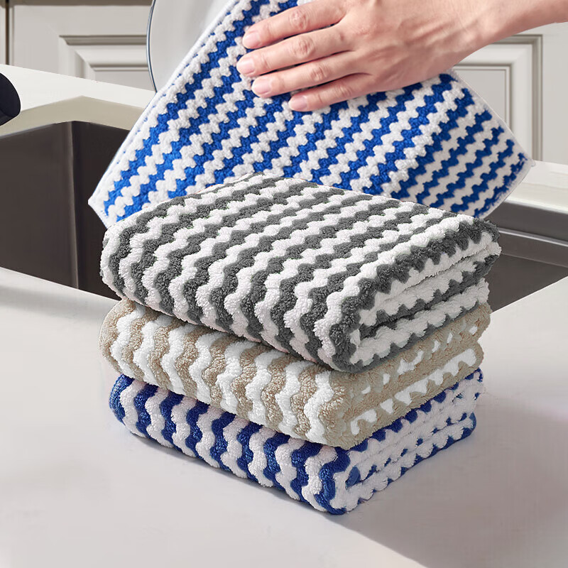 Dafurei 10-Pack Coral Fleece Kitchen Cleaning Cloths Dishwashing Towels Multipurpose Cleaning Rags Easy-Clean Towels
