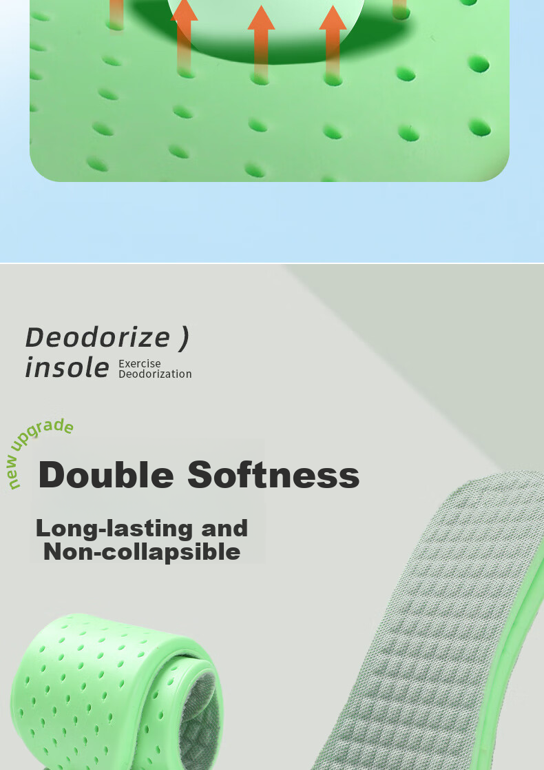 FOOTOPPO Odor-Resistant Insoles for Men, Soft And Elastic for Long-Standing, Summer Sports Shock-Absorbing, Sweat-Wicking Breathable Military Training Leather Shoes Insoles for Summer 9