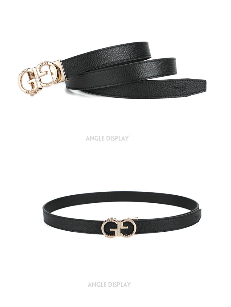 CROCODILE Top-Grain Leather Fashion Belt for Women, Automatic Buckle, Exquisite And Minimalist Waist Belt T3797 Black Gift Box Set 9