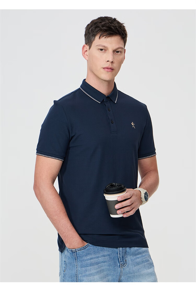 DANCING WOLVES [7A Antibacterial 2A Anti-Mite] Summer Cool Non-Shrinking Collar Men's Short-Sleeve POLO 701 Khaki XL(180) 14