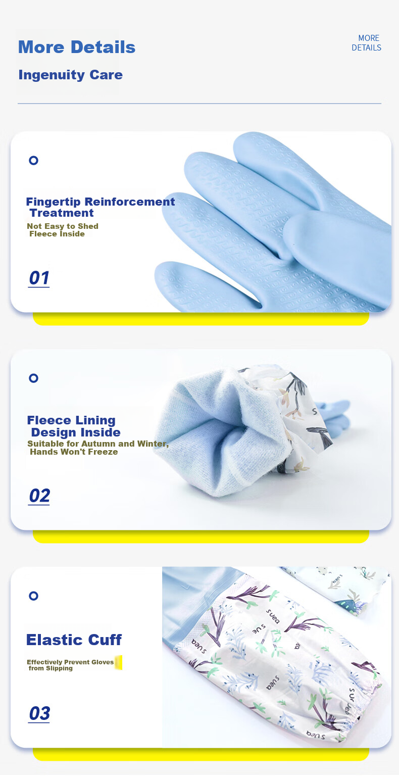 Dongfanghong DFHBY01 Dishwashing Gloves with Fleece Lining, Extended Length, Kitchen Winter Warmth, Durable Work Gloves, Cold-Proof Waterproof Household Rubber Gloves for Washing Clothes And Cleaning PVC 4 Pairs 6