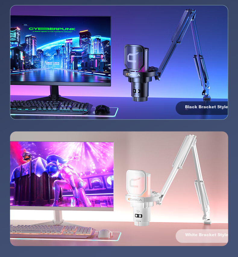 COMICA Enjoying Listening UniPro (D) Professional Studio-Grade Wireless RGB Colorful Desktop Heart-Shaped Condenser Microphone with Desktop Stand, White 12